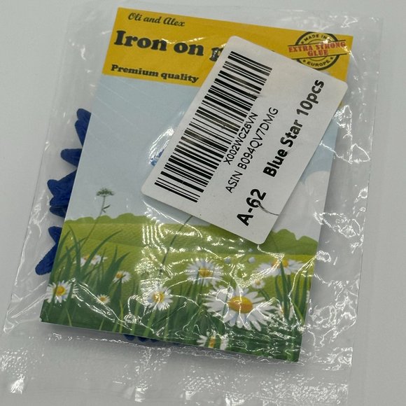 New Oli and Alex Iron-On Appliques/Patches - Blue Stars, 10 pcs - Picture 3 of 8